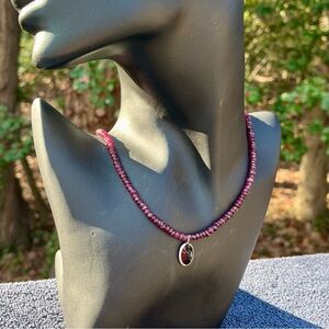 Vintage Satya garnet and sterling silver necklace